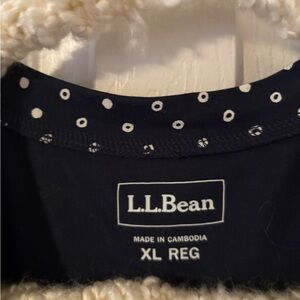 L.L. Bean Dark Blue Top with White Dots